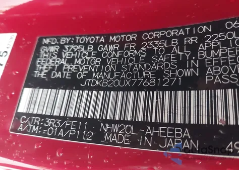 2007 Toyota Prius из США, поврежденный, VIN JTDKB20UX77681271